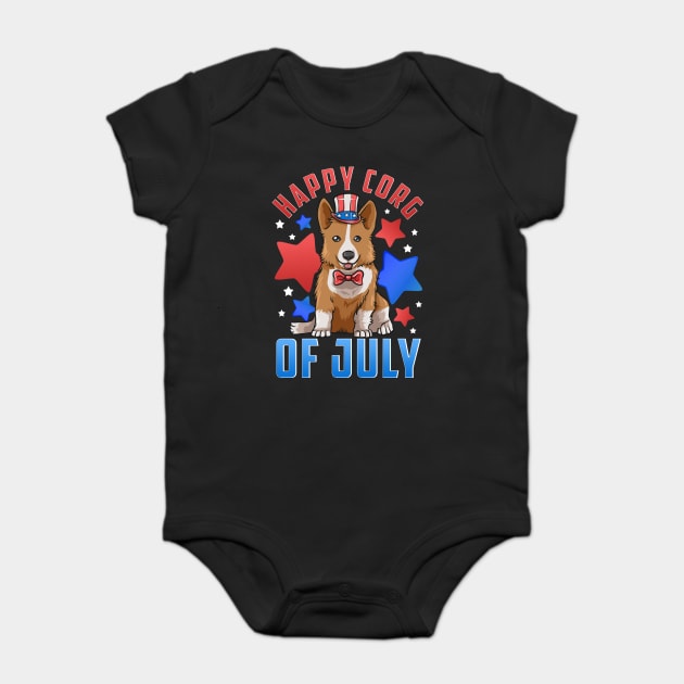 Happy Corg of July Patriotic Corgi Dog Baby Bodysuit by creative